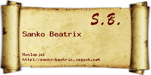 Sanko Beatrix névjegykártya
